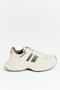 Tenis de plataforma cremas con contrastes y perforaciones