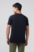 Camiseta azul intensa college con cuello redondo
