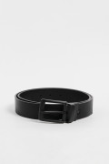 Cinturón sintético reversible negro con hebilla cuadrada