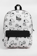 Maleta / Morral color crema con negro de Snoopy.
