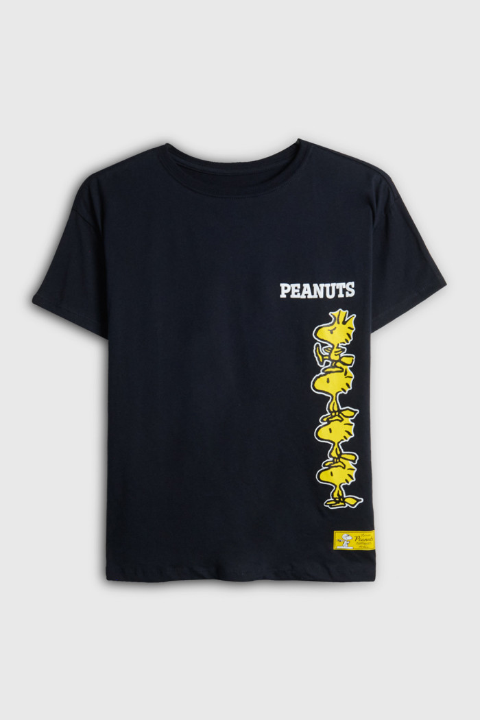 Camiseta azul intensa oversize de Snoopy con manga corta