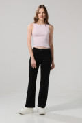 Camiseta crop top acanalada unicolor con manga sisa
