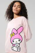 Buzo oversize cuello redondo rosado con arte de My Melody