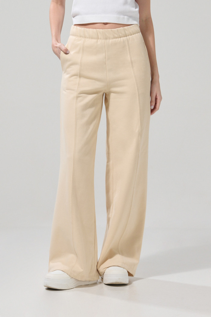 Pantalón jogger unicolor con cordón y bota recta