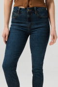 Jean azul oscuro push up con tiro alto, realce y bolsillos