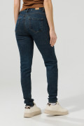 Jean azul oscuro push up con tiro alto, realce y bolsillos