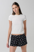 Short negro con cintura elástica y diseños de Hello Kitty