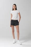Short negro con cintura elástica y diseños de Hello Kitty