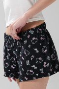 Short negro con cintura elástica y diseños de Hello Kitty