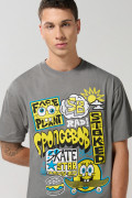 Camiseta manga corta gris intensa de Bob Esponja