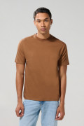 Camiseta unicolor en algodón manga corta con hombro rodado