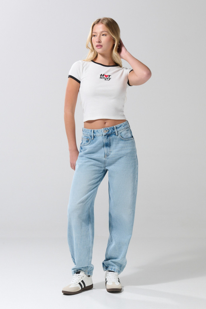 Camiseta crema de Hot Stuff manga corta con contrastes