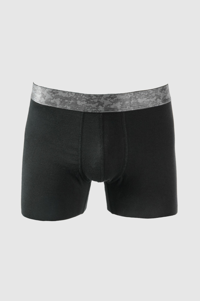 Bóxer negro midway brief-largo con estampado en cintura