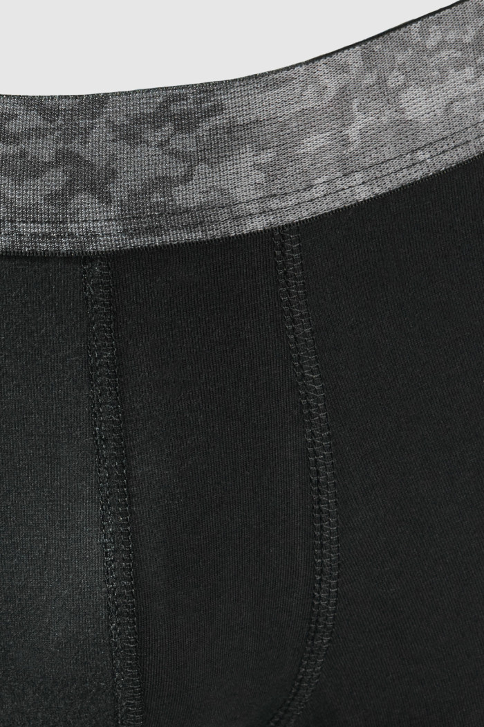 Bóxer negro midway brief-largo con estampado en cintura