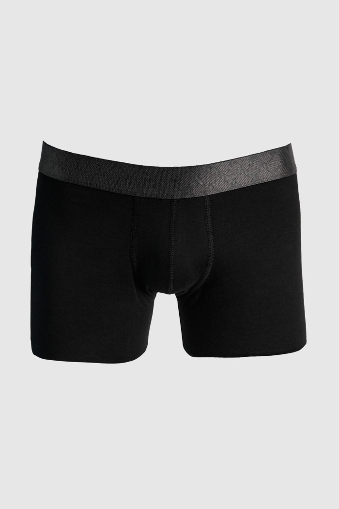 Bóxer negro brief-medio en algodón con costuras planas