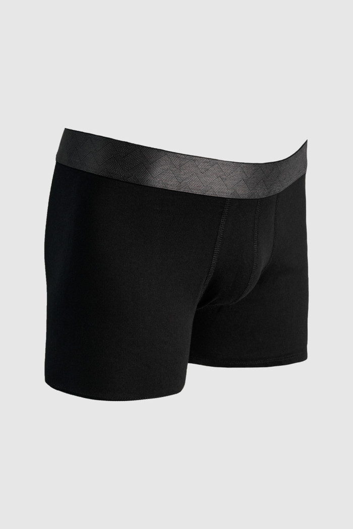 Bóxer negro brief-medio en algodón con costuras planas