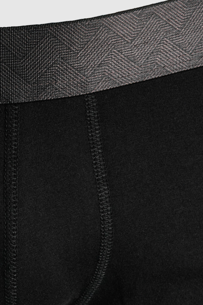 Bóxer negro brief-medio en algodón con costuras planas