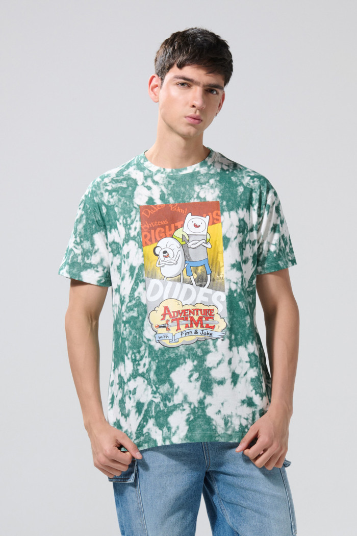 Camiseta de Hora de Aventura crema tie dye manga corta