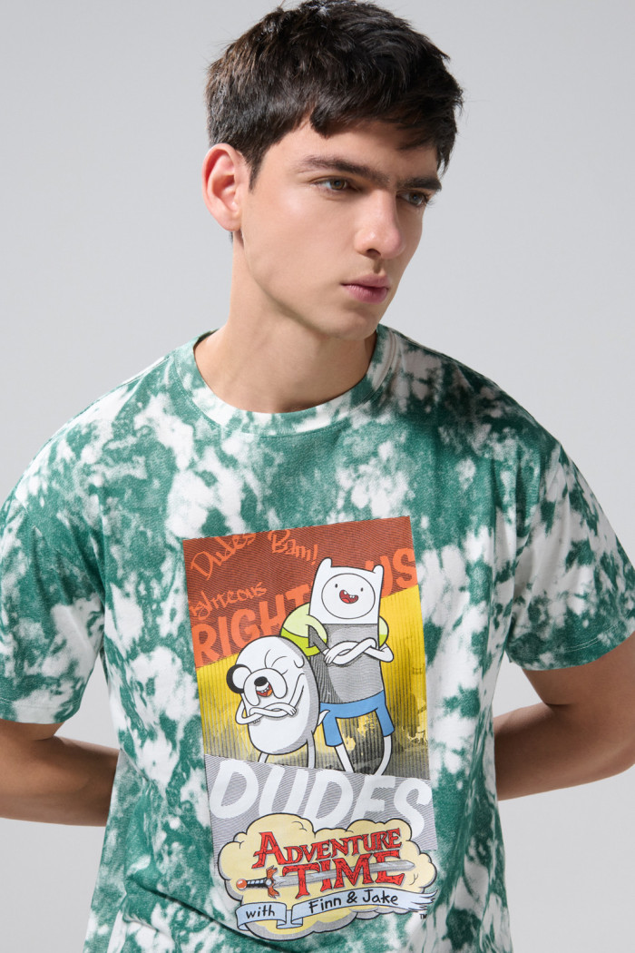 Camiseta de Hora de Aventura crema tie dye manga corta