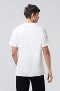 Camiseta cuello redondo college crema en algodón