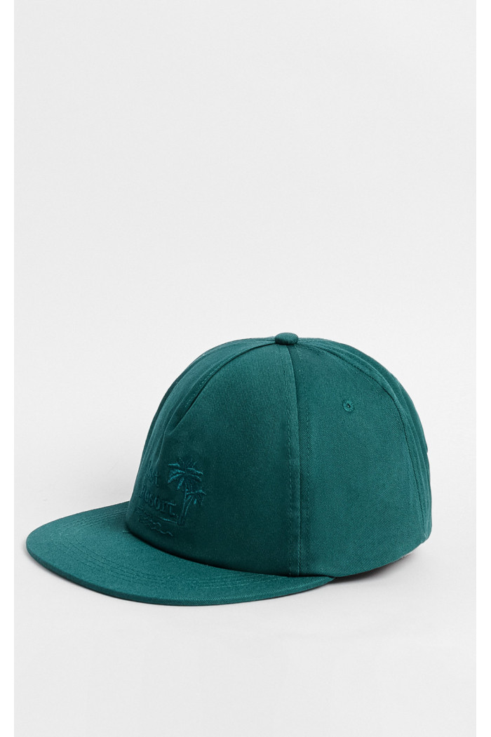 Gorra verde azulado con bordado de "Last Resort"
