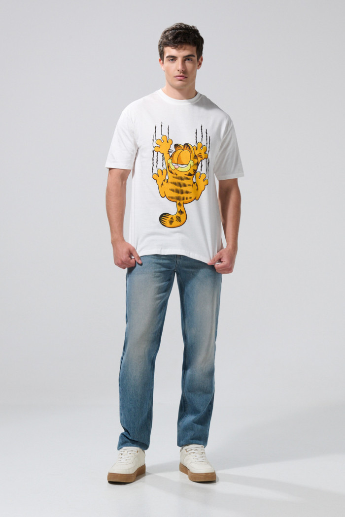 Camiseta crema clara de Garfield cuello redondo