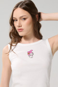 Camiseta acanalada manga sisa crema con arte de My Melody