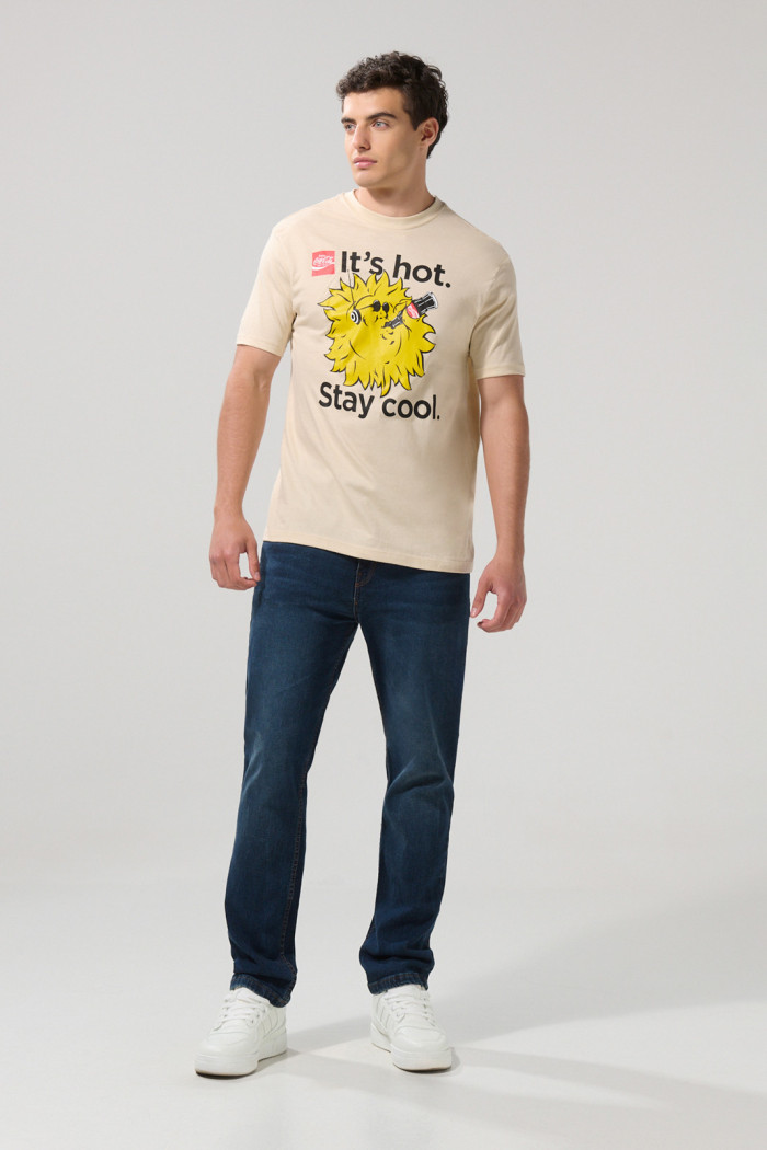 Camiseta de Coca-Cola kaki clara manga corta