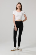 Jean jegging negro ceñido con cremallera y tiro alto