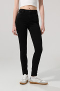 Jean jegging negro ceñido con cremallera y tiro alto