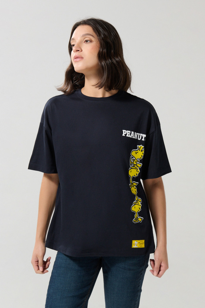 Camiseta oversize de Snoopy azul intensa manga corta