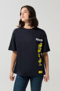 Camiseta oversize de Snoopy azul intensa manga corta