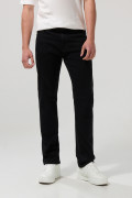 Jean straight leg bota recta negro con tiro bajo y bolsillos