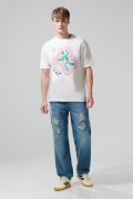 Camiseta de Squid Game crema clara con cuello redondo