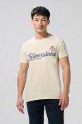 Camiseta en algodón kaki college con cuello redondo