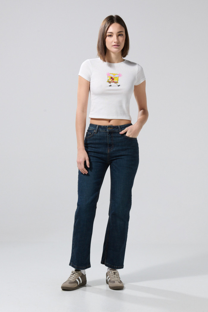 Camiseta crema clara de Bob Esponja con cuello redondo