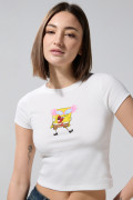 Camiseta crema clara de Bob Esponja con cuello redondo