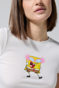 Camiseta crema clara de Bob Esponja con cuello redondo