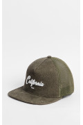 Cachucha trucker verde oscura con bordado college