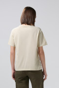 Camiseta en algodón college kaki clara con cuello redondo