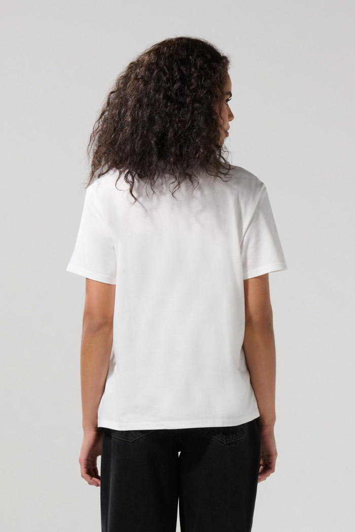 Camiseta crema clara college manga corta en algodón