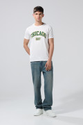 Camiseta manga corta crema clara college