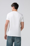 Camiseta manga corta crema clara college
