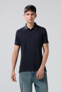 Camiseta azul intensa polo manga corta con botones