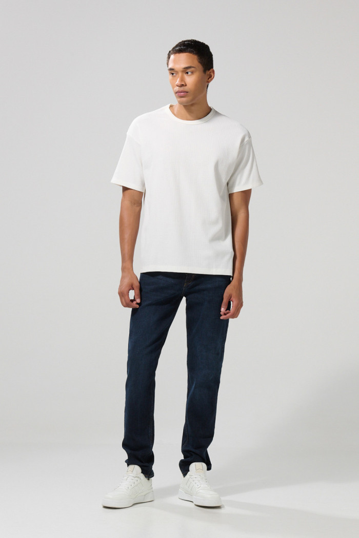 Jean tiro bajo slim azul oscuro con cremallera