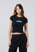 Camiseta negra manga corta acanalada de Plaza Sésamo