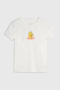 Camiseta crema manga corta con arte de Plaza Sésamo