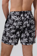 Bermuda playera negra con palmeras blancas y tiro bajo