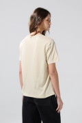 Camiseta kaki college en algodón con cuello redondo