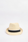 Sombrero Panamá crema claro con cinta en contraste